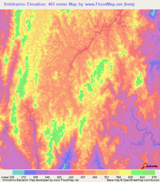 Vohitrarivo,Madagascar Elevation Map