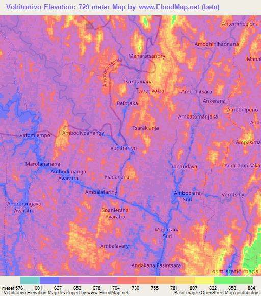 Vohitrarivo,Madagascar Elevation Map