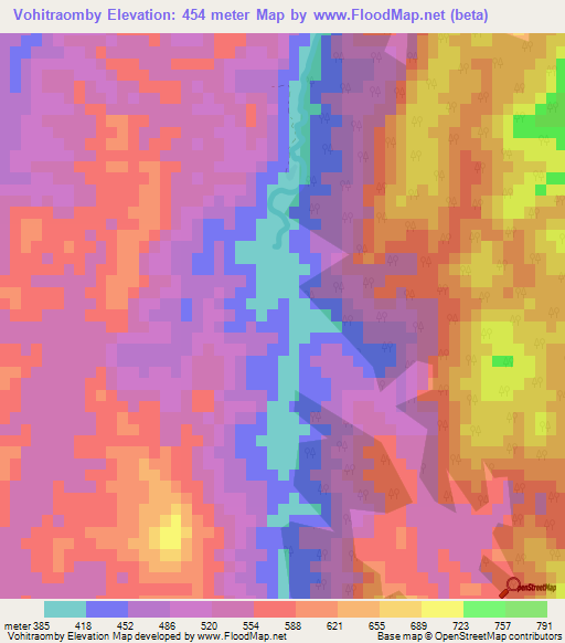 Vohitraomby,Madagascar Elevation Map