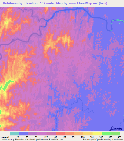 Vohitraomby,Madagascar Elevation Map