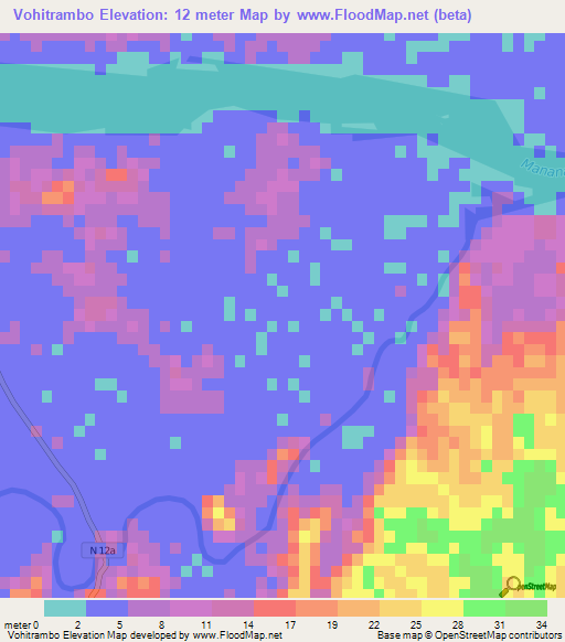 Vohitrambo,Madagascar Elevation Map