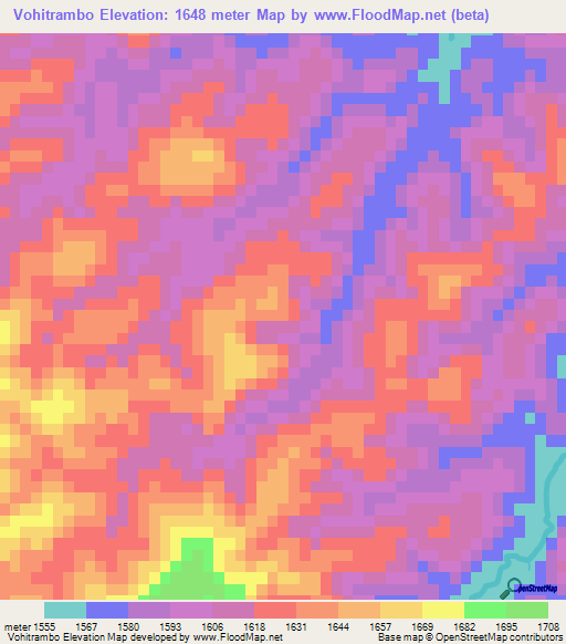 Vohitrambo,Madagascar Elevation Map