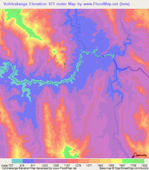 Vohitrakanga,Madagascar Elevation Map