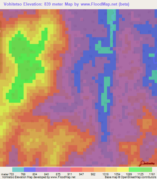 Vohitetso,Madagascar Elevation Map