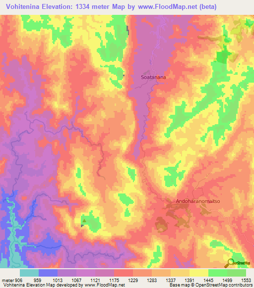 Vohitenina,Madagascar Elevation Map