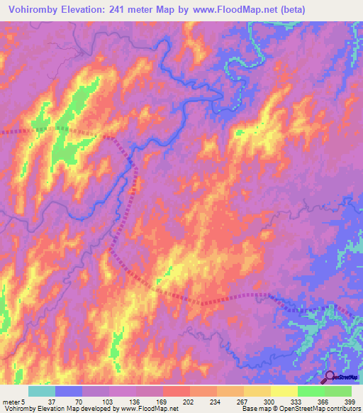 Vohiromby,Madagascar Elevation Map