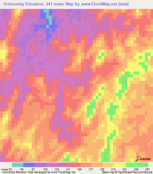 Vohiromby,Madagascar Elevation Map