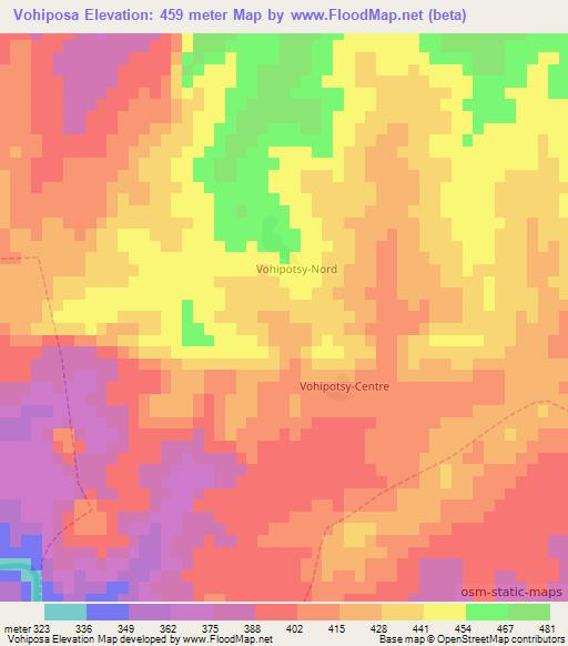 Vohiposa,Madagascar Elevation Map