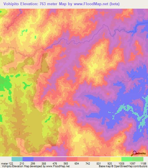 Vohipito,Madagascar Elevation Map