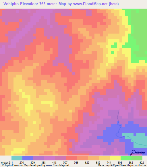 Vohipito,Madagascar Elevation Map
