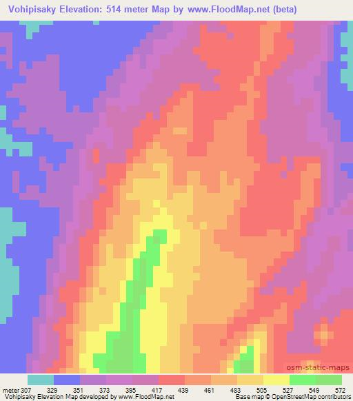 Vohipisaky,Madagascar Elevation Map