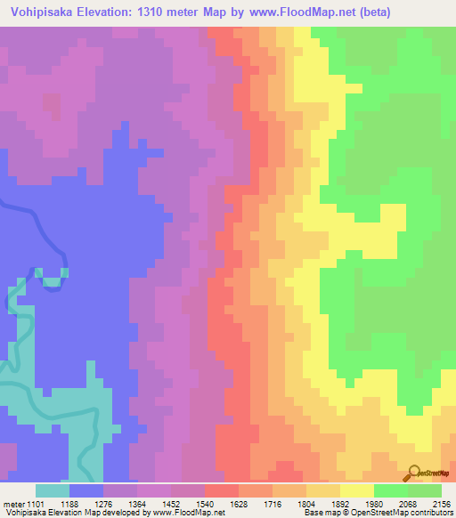 Vohipisaka,Madagascar Elevation Map