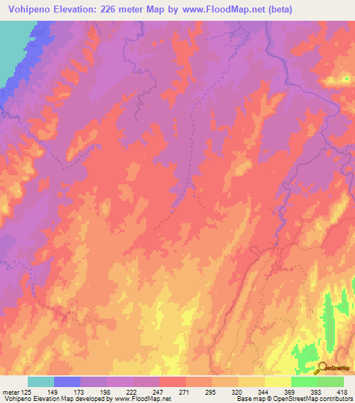 Vohipeno,Madagascar Elevation Map