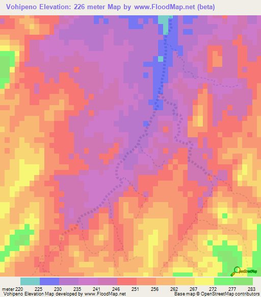 Vohipeno,Madagascar Elevation Map