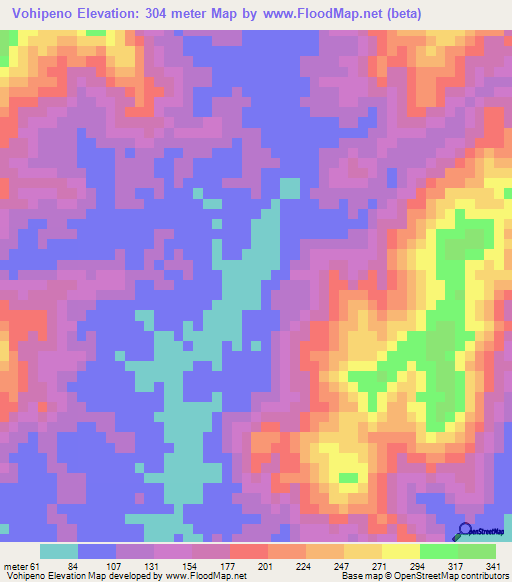 Vohipeno,Madagascar Elevation Map