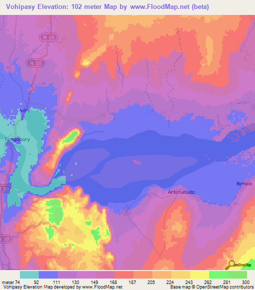 Vohipasy,Madagascar Elevation Map