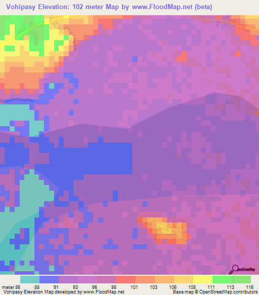 Vohipasy,Madagascar Elevation Map