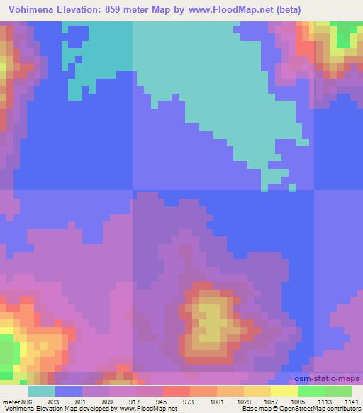 Vohimena,Madagascar Elevation Map