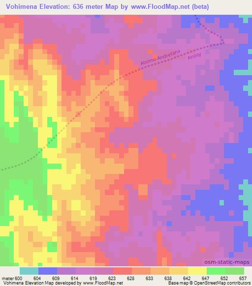 Vohimena,Madagascar Elevation Map
