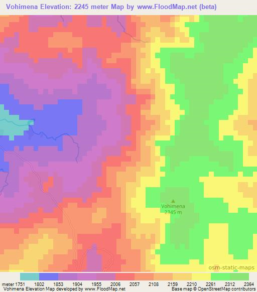 Vohimena,Madagascar Elevation Map