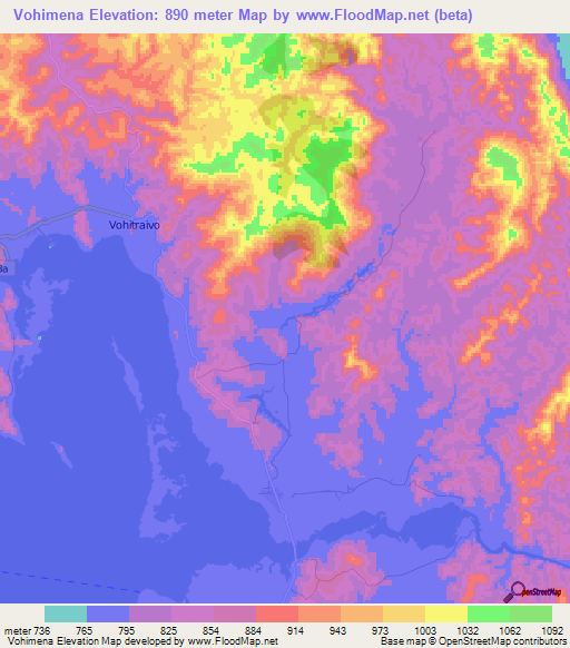 Vohimena,Madagascar Elevation Map
