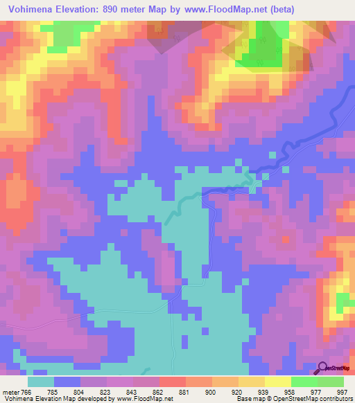 Vohimena,Madagascar Elevation Map