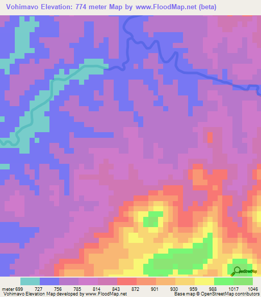 Vohimavo,Madagascar Elevation Map