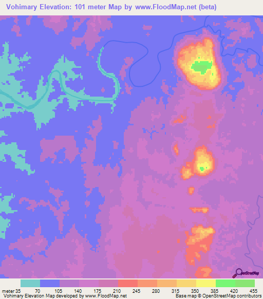 Vohimary,Madagascar Elevation Map