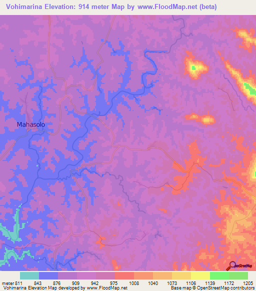 Vohimarina,Madagascar Elevation Map