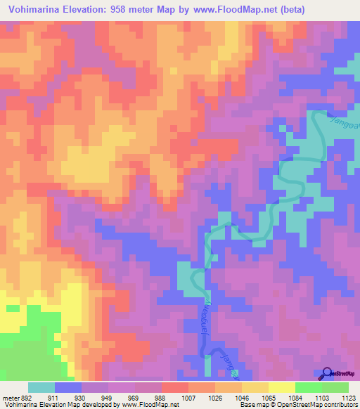Vohimarina,Madagascar Elevation Map