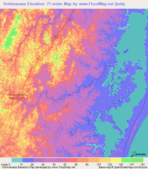 Vohimanasa,Madagascar Elevation Map