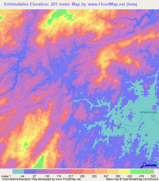 Vohimafaitra,Madagascar Elevation Map