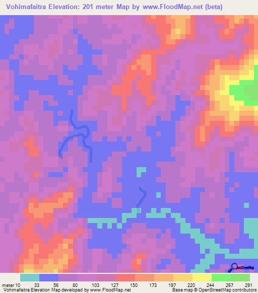 Vohimafaitra,Madagascar Elevation Map