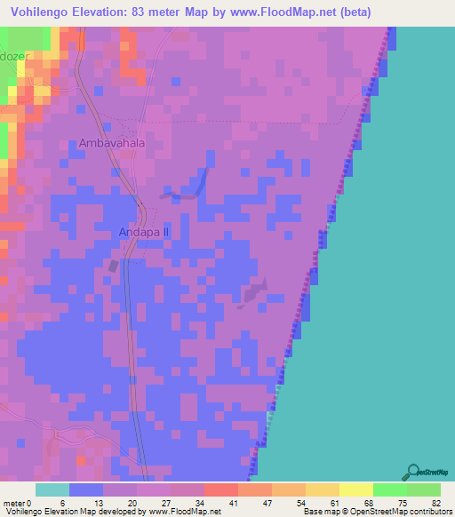 Vohilengo,Madagascar Elevation Map