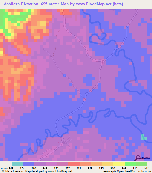 Vohilaza,Madagascar Elevation Map