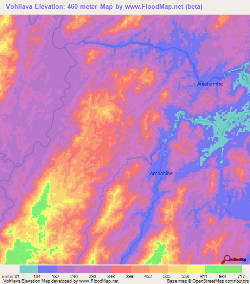 Vohilava,Madagascar Elevation Map