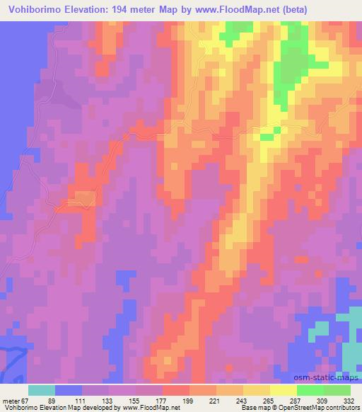 Vohiborimo,Madagascar Elevation Map