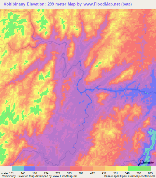 Vohibinany,Madagascar Elevation Map