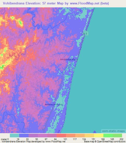 Vohibendrana,Madagascar Elevation Map