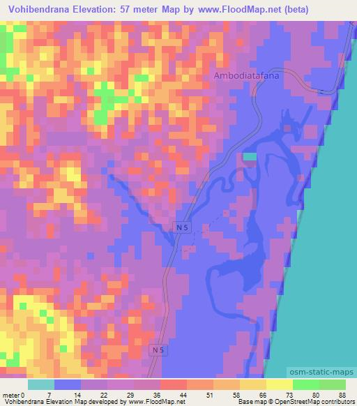 Vohibendrana,Madagascar Elevation Map