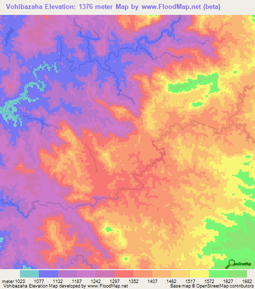 Vohibazaha,Madagascar Elevation Map
