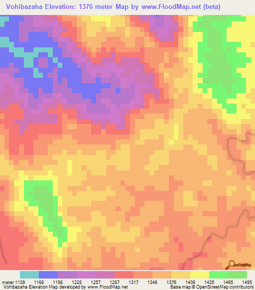 Vohibazaha,Madagascar Elevation Map