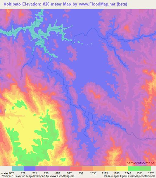 Vohibato,Madagascar Elevation Map