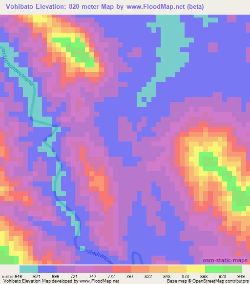 Vohibato,Madagascar Elevation Map