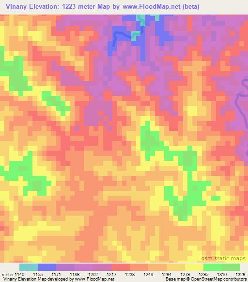 Vinany,Madagascar Elevation Map
