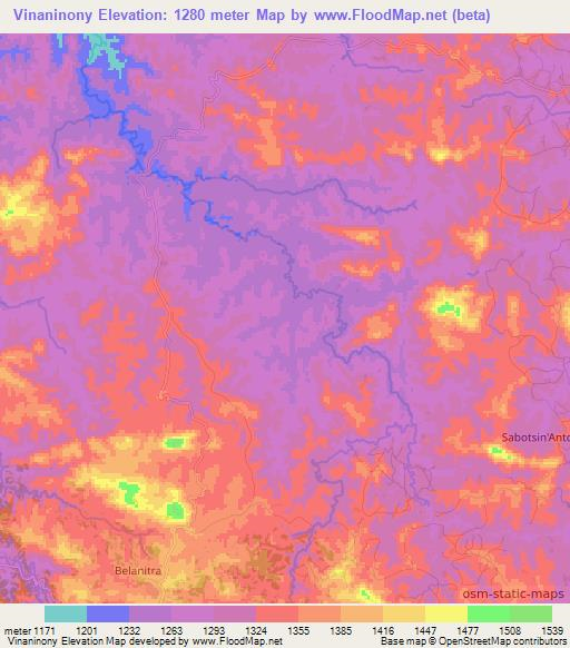 Vinaninony,Madagascar Elevation Map