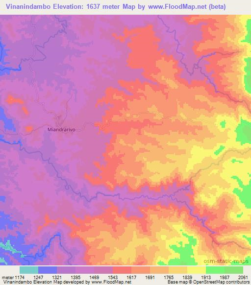 Vinanindambo,Madagascar Elevation Map