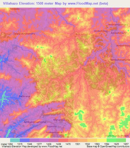 Viliahazo,Madagascar Elevation Map