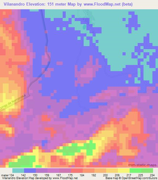 Vilanandro,Madagascar Elevation Map