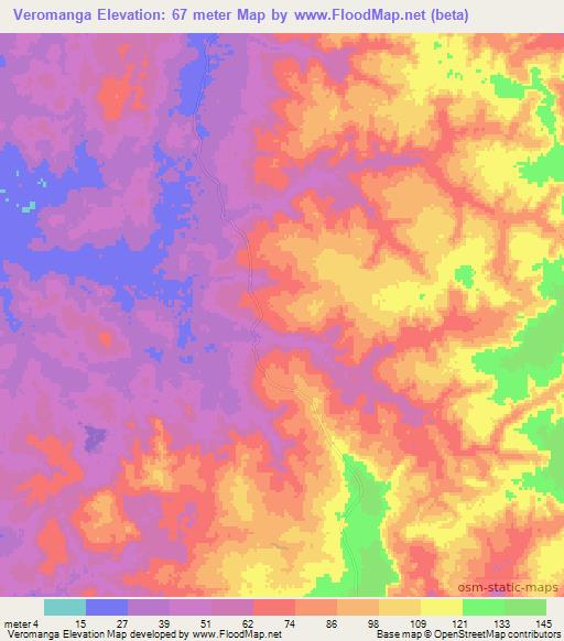 Veromanga,Madagascar Elevation Map